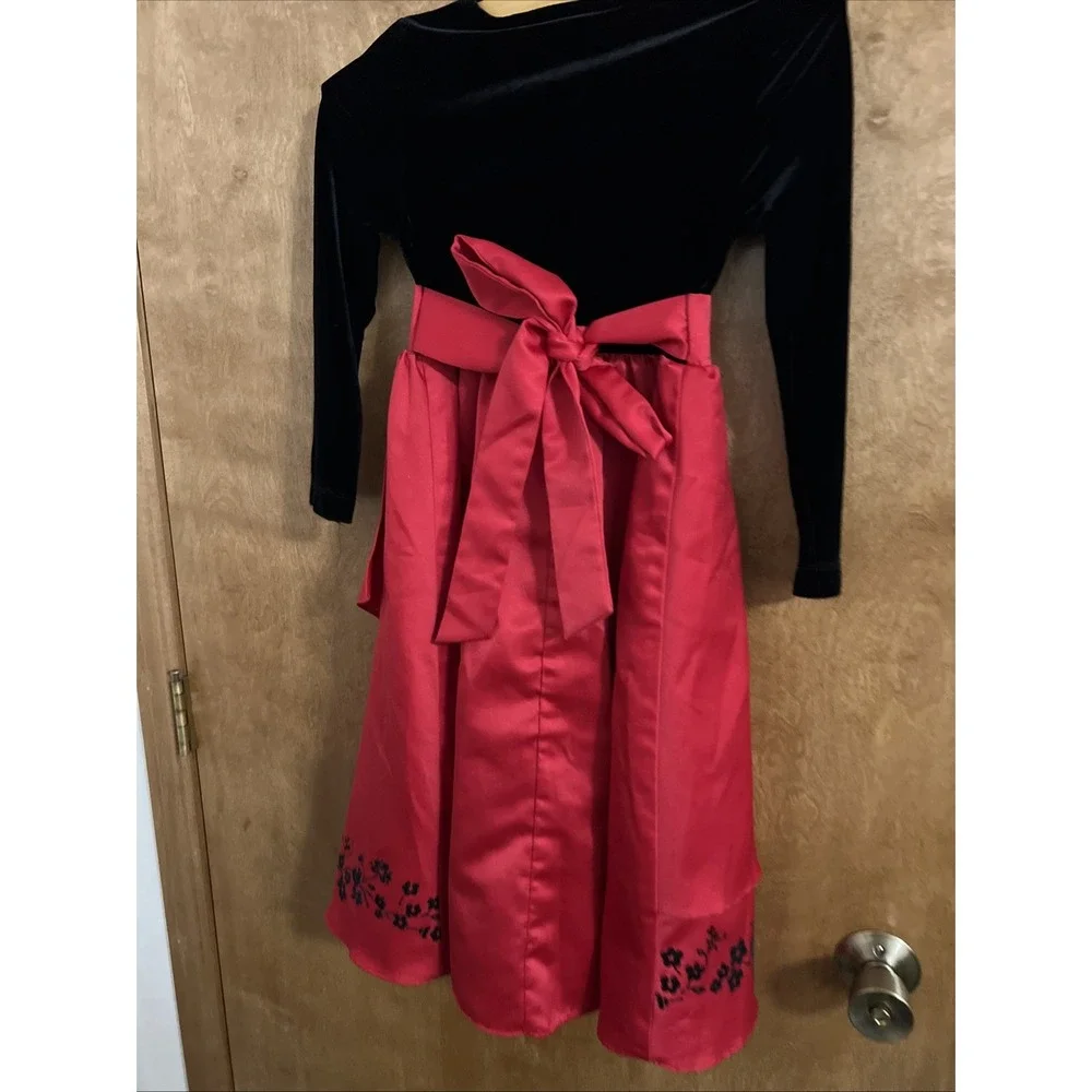 Rare Editions Girls Red Black Holiday Dress Size 7 Party 33
